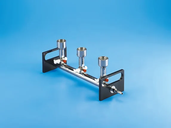 Vacuum Manifold, SS with PTFE stopcock — catalogue illustration