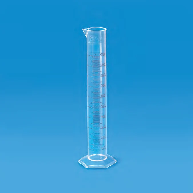 Measuring Cylinder Class B, PP with blue raised graduation — catalogue illustration