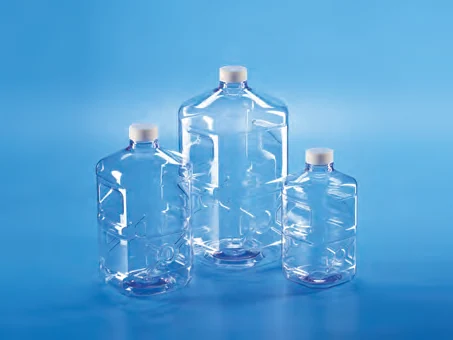 Sterile Square Biocanister, PC with white HDPE closure — catalogue illustration