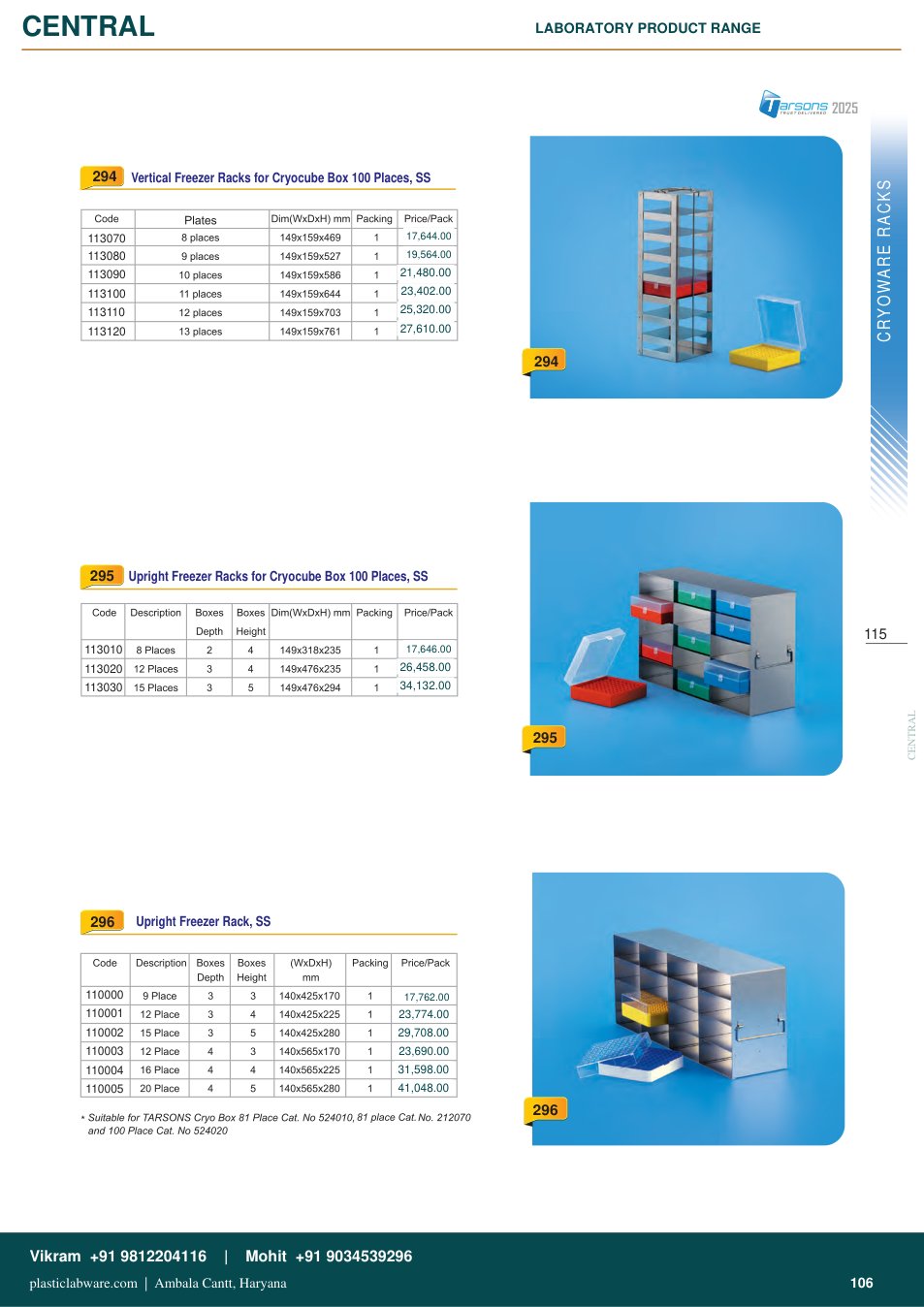 Complete technical catalogue reference for Tarsons 110002