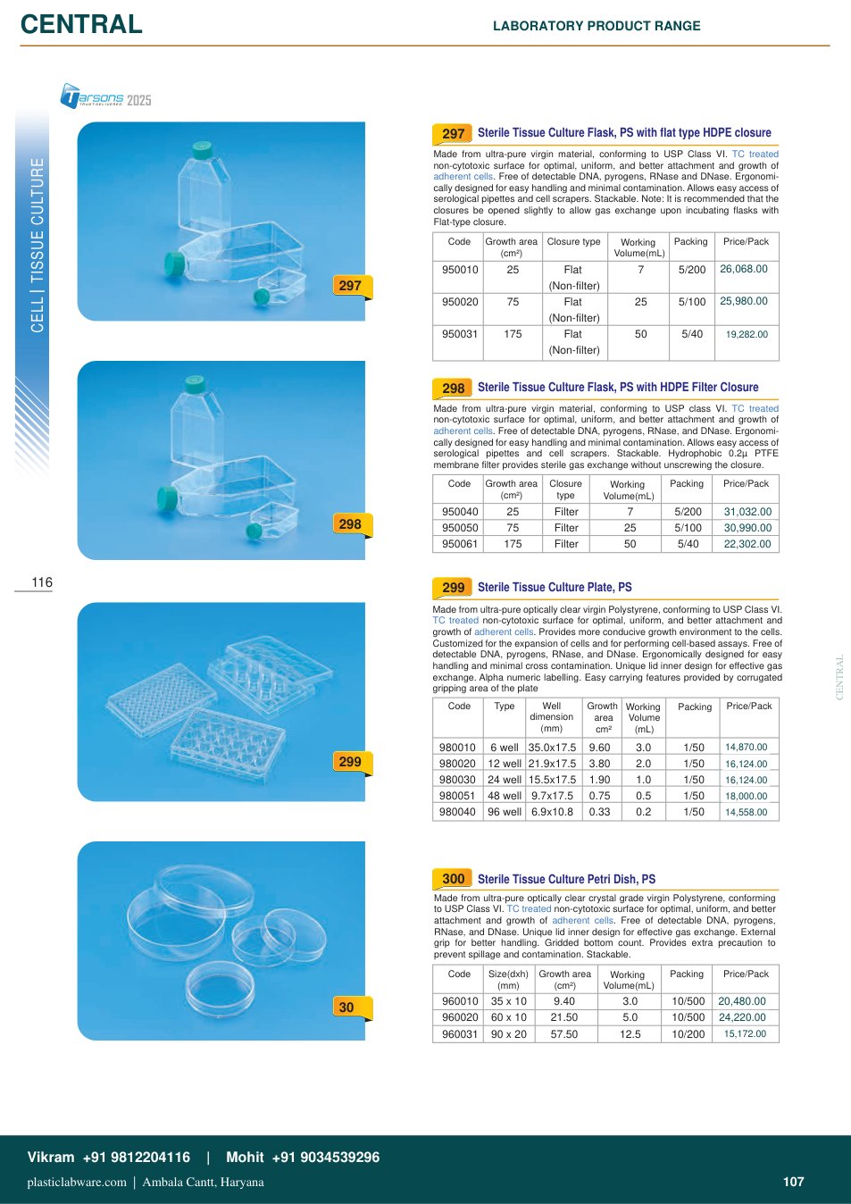 Complete technical catalogue reference for Tarsons 980010