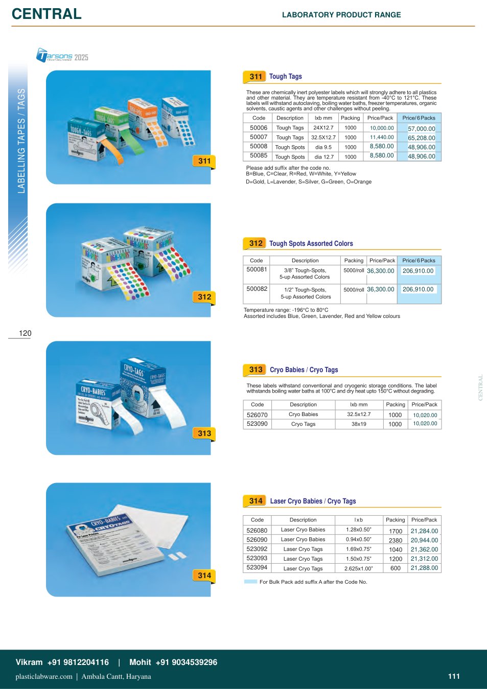 Complete technical catalogue reference for Tarsons 50006