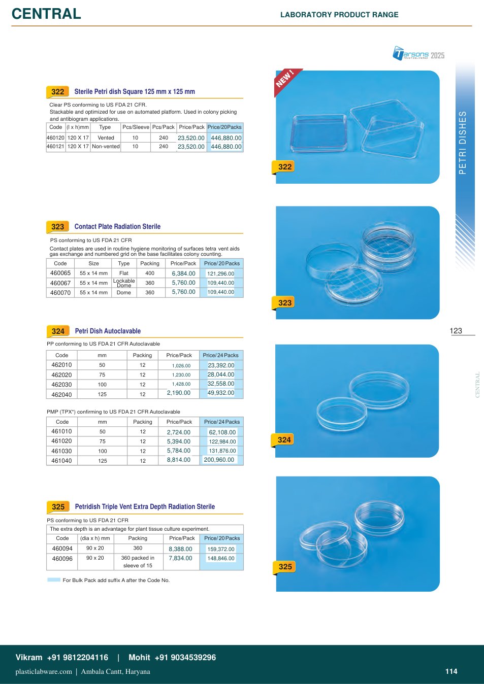 Complete technical catalogue reference for Tarsons 460121