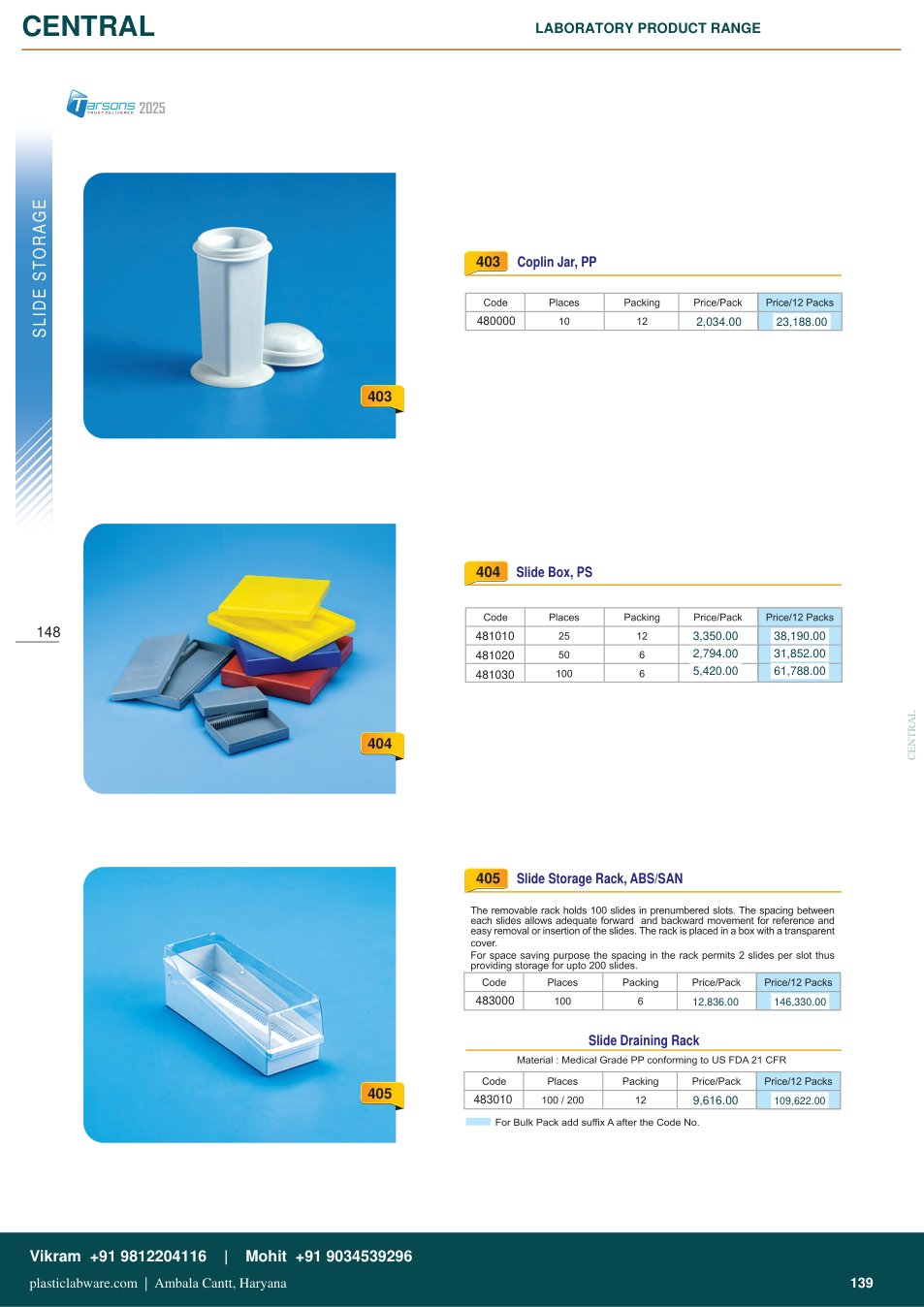 Complete technical catalogue reference for Tarsons 483000