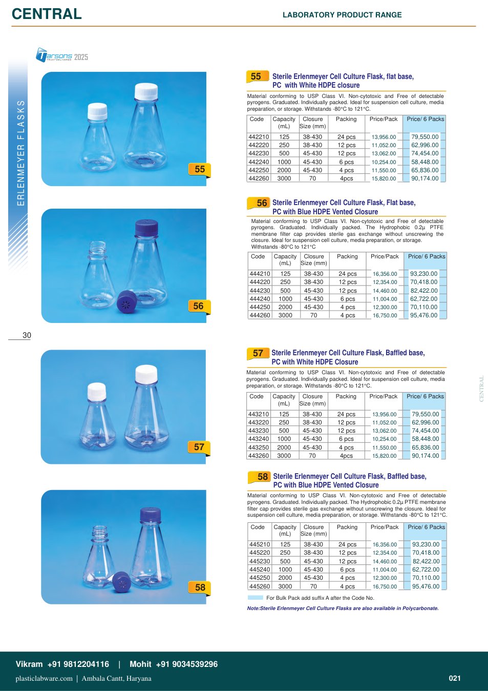 Complete technical catalogue reference for Tarsons 445210