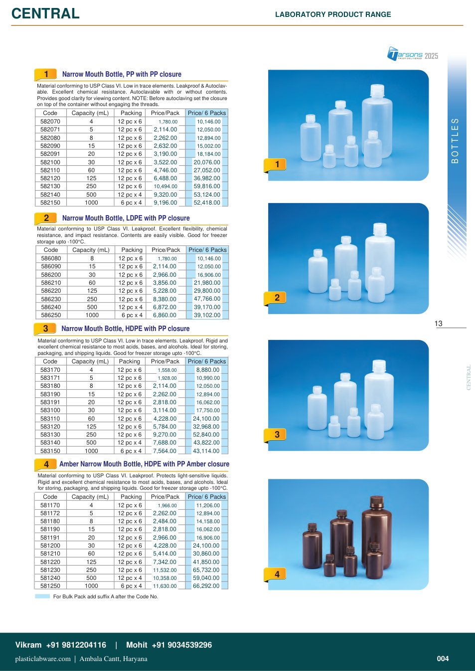 Complete technical catalogue reference for Tarsons 582070