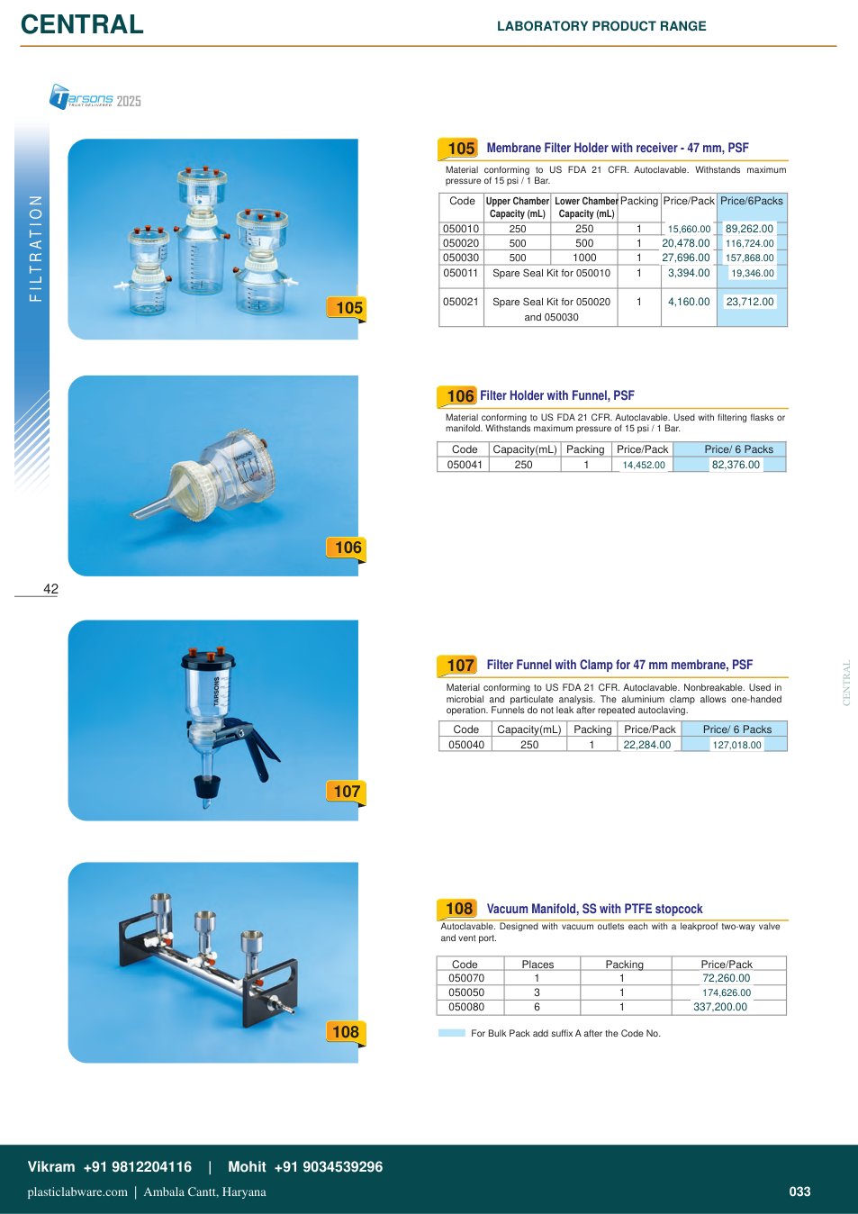 Complete technical catalogue reference for Tarsons 050021