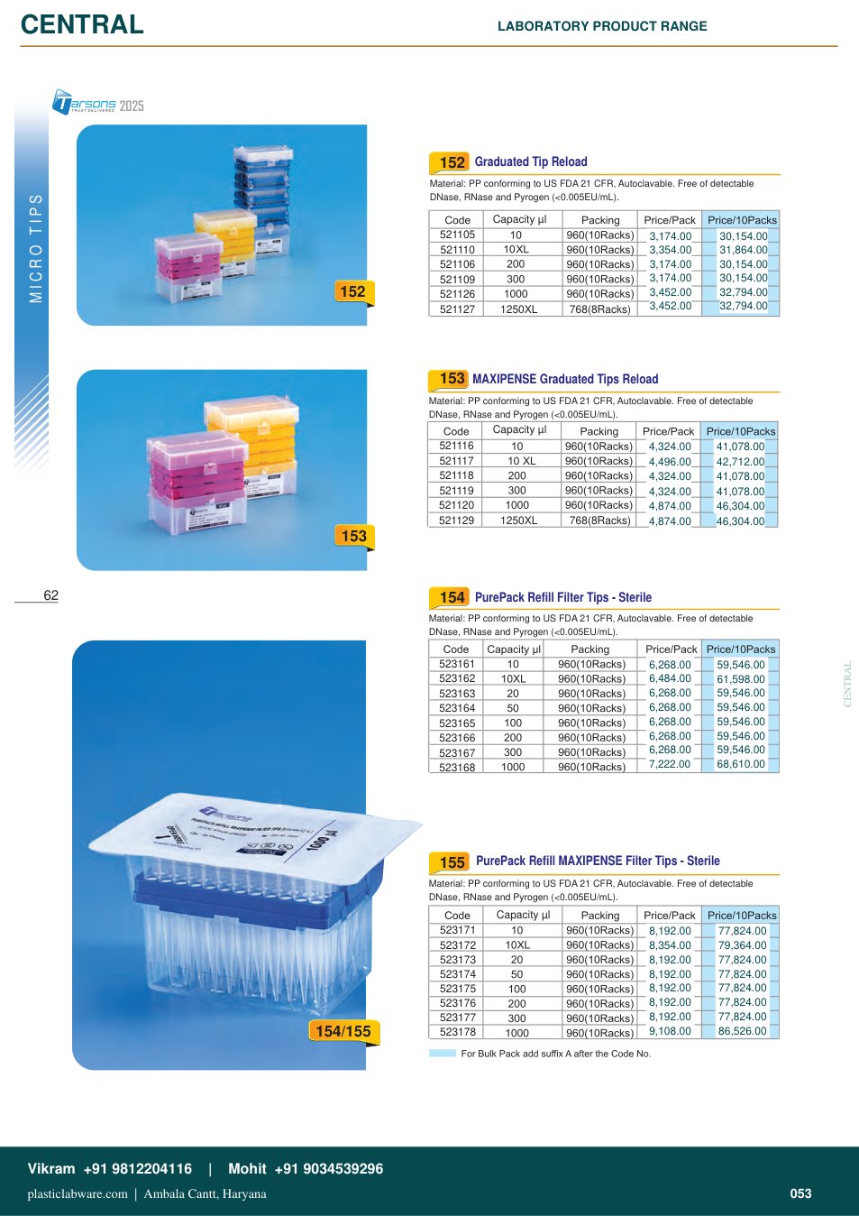 Complete technical catalogue reference for Tarsons 523172
