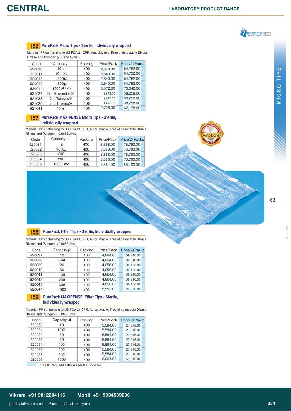 Complete technical catalogue reference for Tarsons 520044