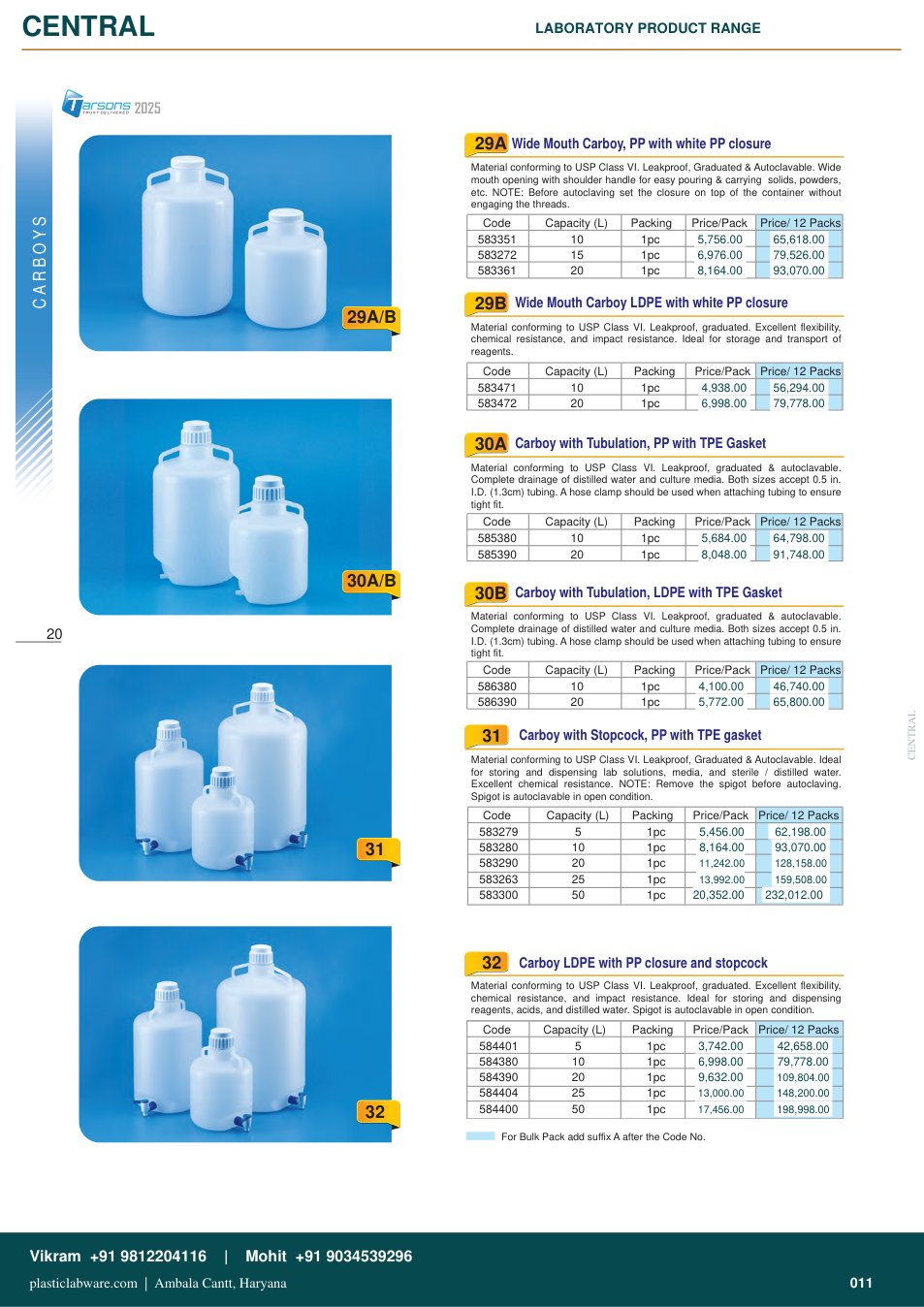 Complete technical catalogue reference for Tarsons 583290