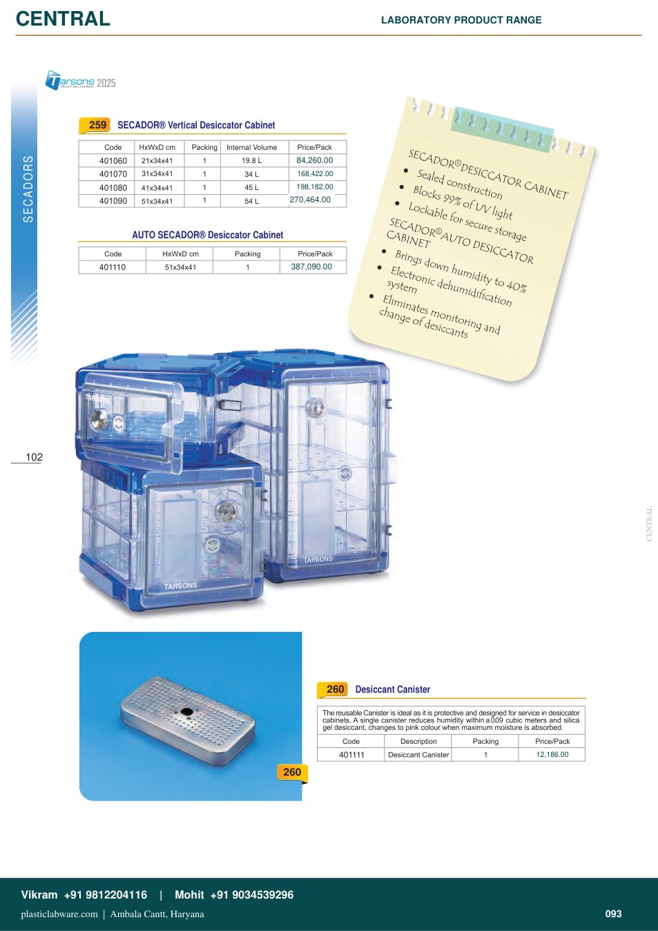 Complete technical catalogue reference for Tarsons 401070